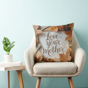 Love Your Mother Luxury Fall Leaves Premium Art Cushion