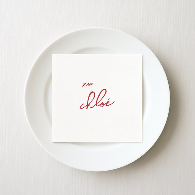 Love “Your Name” Red Typography Napkin (Creator Uploaded)