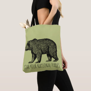 Love Your National Parks Bear Tote Bag