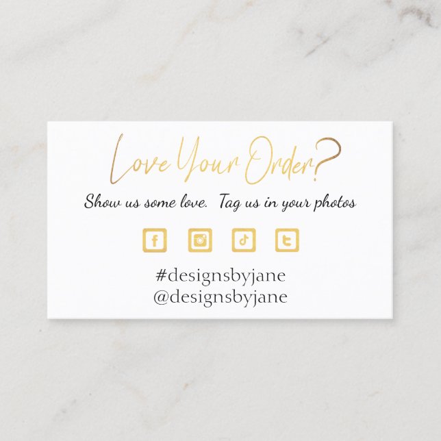 Love Your Order Small Business Order Insert Card (Front)