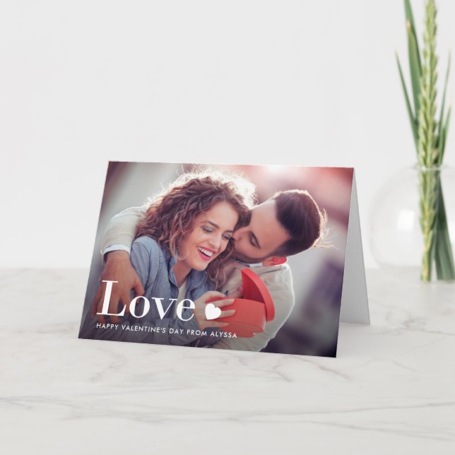 Love | Your Personal Photo and a Heart Holiday Card (Front)