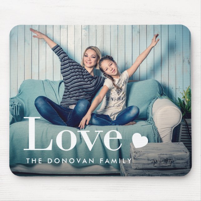 Love | Your Personal Photo and a Heart Mouse Pad (Front)