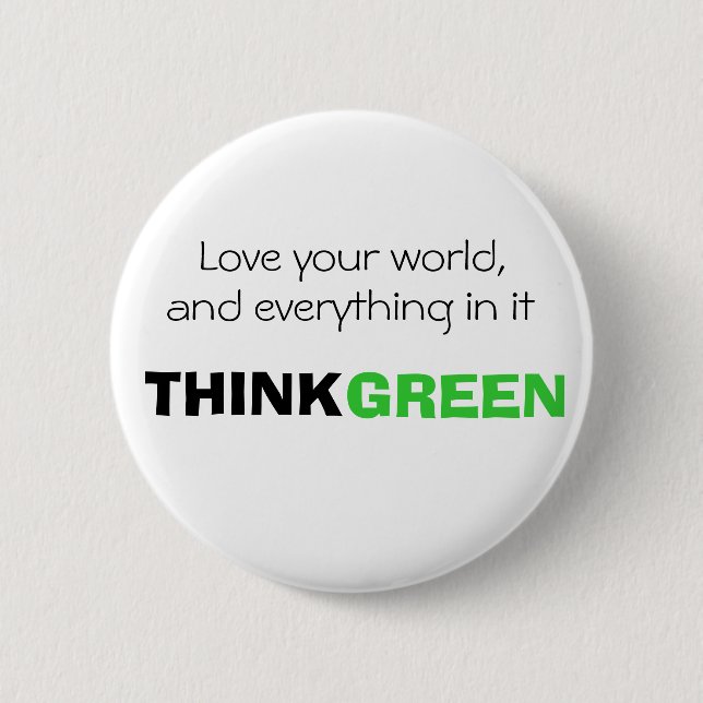 Love your world, and everything in it. THINK GREEN 6 Cm Round Badge (Front)