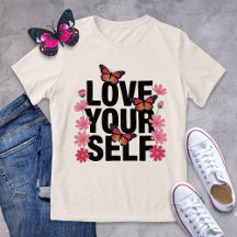Love Yourself Butterfly and Flower Graphic