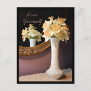 "Love Yourself" Daffodil Bouquet Photography Postcard