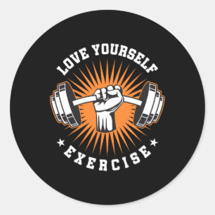 Love Yourself Exercise Training Pump Bodybuilding Classic Round Sticker