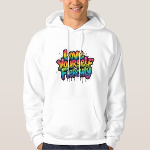 Love Yourself Fiercely – LGBTQ+ Rainbow Quote Hoodie