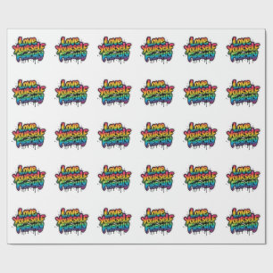 Love Yourself Fiercely – LGBTQ+ Rainbow Quote Wrapping Paper