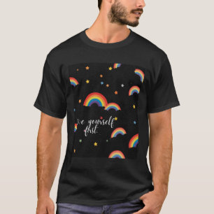 Love Yourself First Rainbow Pride Sticker T-Shirt