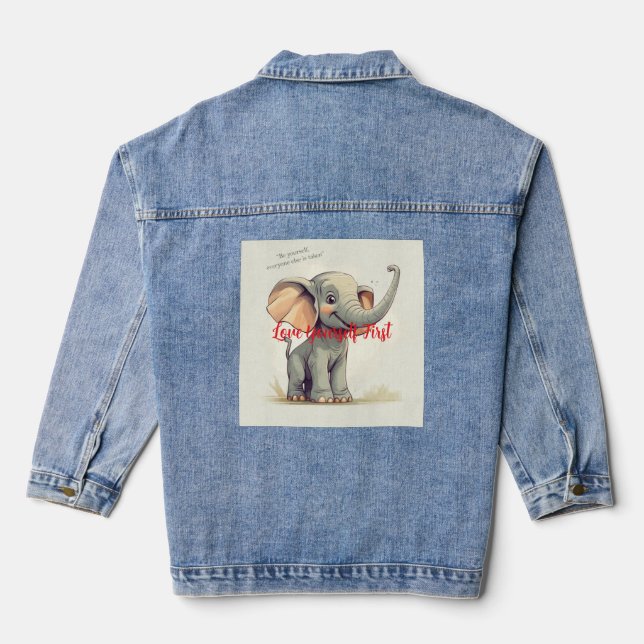 Love Yourself First Women's Denim Jacket  (Back)