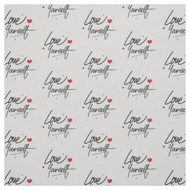 Love Yourself Handwritten Script Pattern Fabric (Swatch)