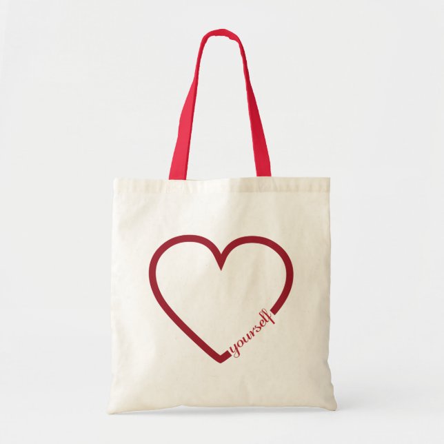 Love yourself heart minimalistic design tote bag (Front)