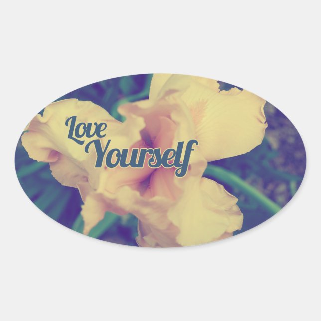 Love yourself iris oval sticker (Front)