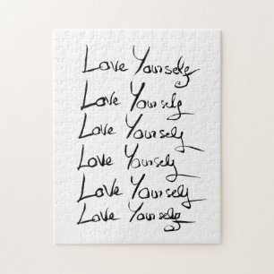 Love yourself!  Motivational calligraphy quote Jigsaw Puzzle