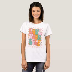 Love Yourself Retro Groovy Checkerboard T-Shirt