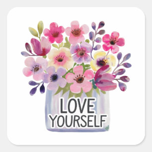 Love yourself square sticker