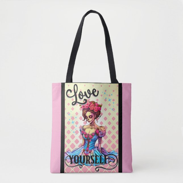 Love Yourself Sugar Skull Tote Bag (Front)