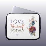 Love yourself today add initials floral laptop sleeve<br><div class="desc">Hey there! Ready to give your laptop some major TLC? Introducing our super cute Zazzle laptop sleeve, adorned with love hearts, flowers, and the empowering mantra "Love Yourself Today." It's not just a sleeve; it's a daily reminder to treat yourself with kindness and care. Plus, we've left some space to...</div>