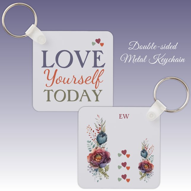 Love yourself today floral love hearts key ring (Creator Uploaded)