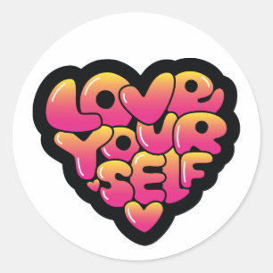 Love Yourself Typography Heart Sticker 