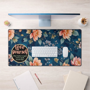 Love Yourself – Vintage Floral Design Desk Mat