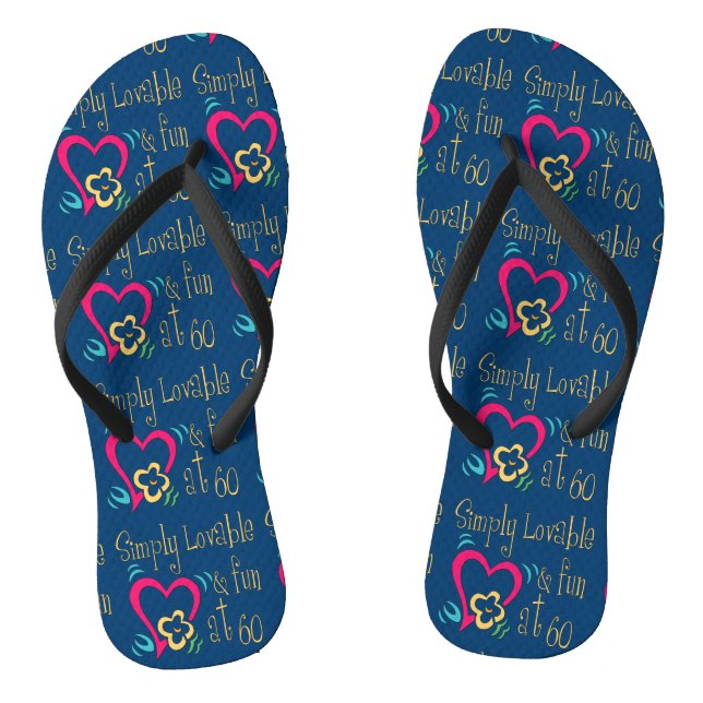 Loveable and Fun 60th Birthday Thongs (Footbed)