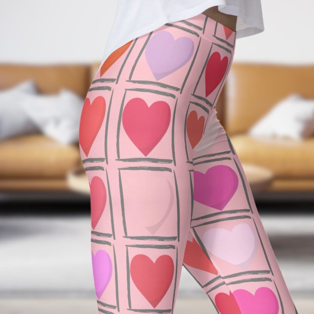 Loveable Bubblegum Pink Valentines Love Pattern Leggings (Valentines Love on Bubblegum Leggings)