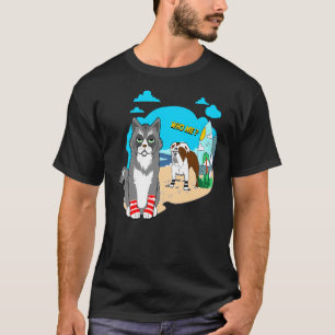 Loveable Bull Dog Scrappy Cat T Shirt Surfs Up