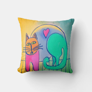 Loveable Cat Abstract Art Cushion