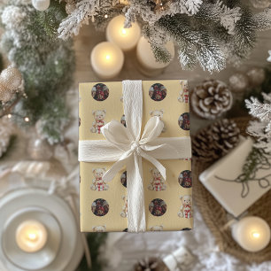 Loveable Christmas Teddy Bear Custom Photo Wrapping Paper