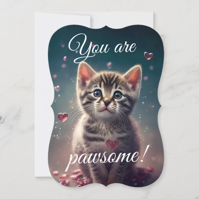 Loveable Little Kitten - You are pawsome! Thank You Card (Front)