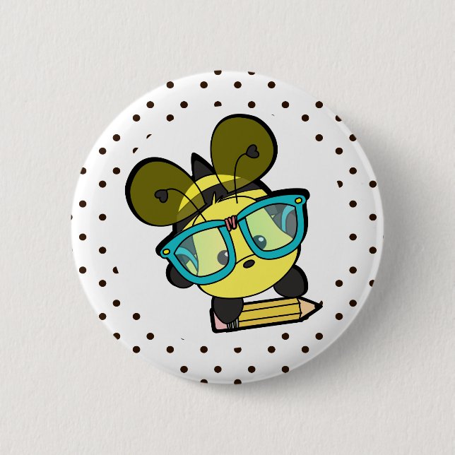 Loveable Smarty Bee 6 Cm Round Badge (Front)