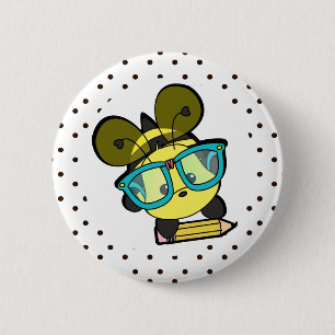 Loveable Smarty Bee 6 Cm Round Badge