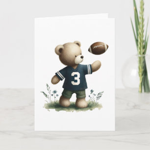 Loveable Teddy Bear Football Player Blank Greeting Card