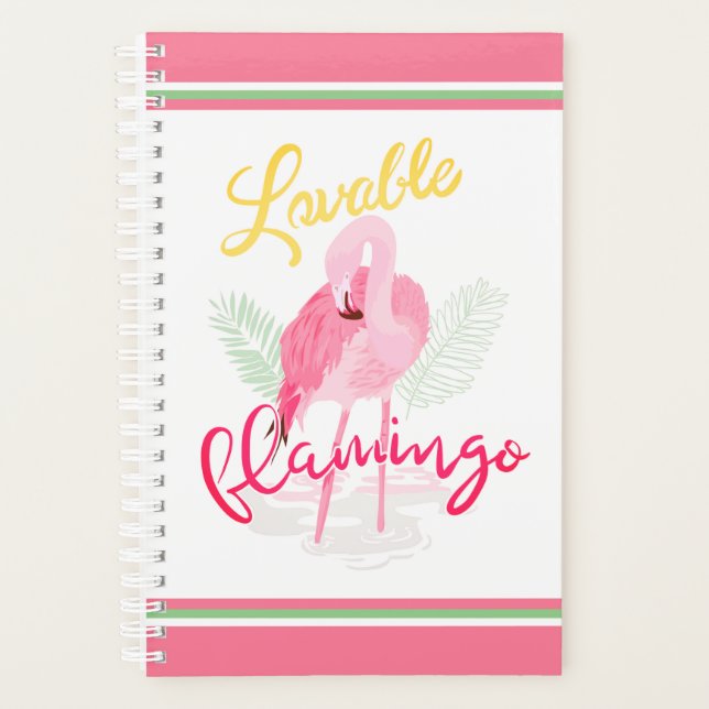 Loveable Tropical Pink Flamingo Planner (Front)