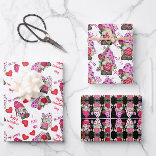 Loveable Valentine Gnomes Wrapping Paper Sheet