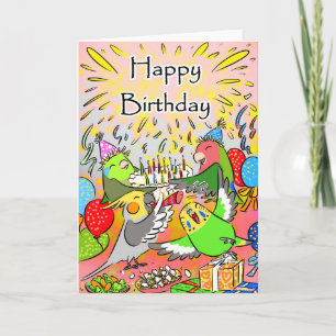 Lovebird budgie cockatiel parrotlet happy birthday card
