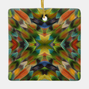 Lovebird feather kaleidoscope ceramic tree decoration