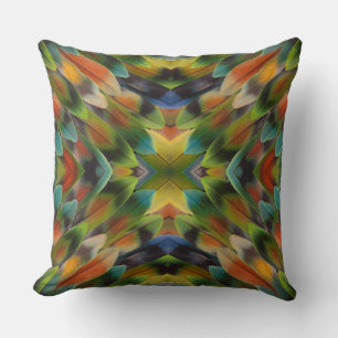 Lovebird feather kaleidoscope cushion