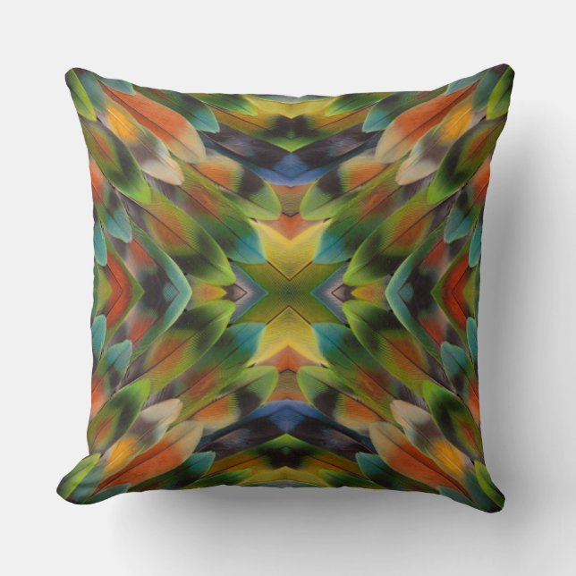 Lovebird feather kaleidoscope cushion (Front)