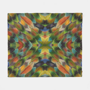 Lovebird feather kaleidoscope fleece blanket