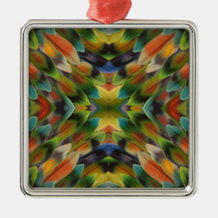 Lovebird feather kaleidoscope metal tree decoration