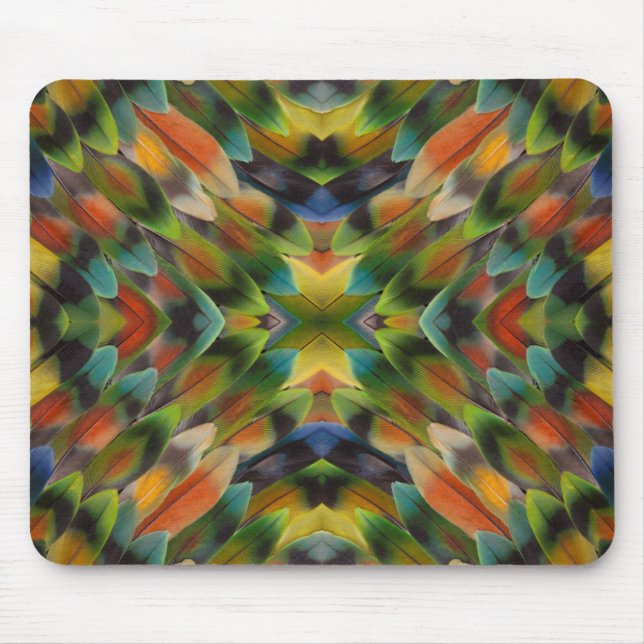 Lovebird feather kaleidoscope mouse pad (Front)