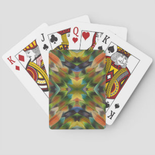 Lovebird feather kaleidoscope playing cards