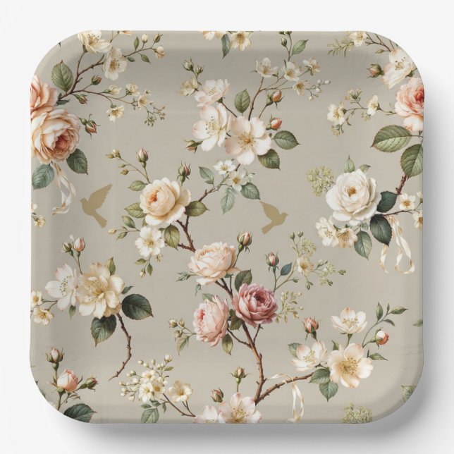 LoveBird Floral Party Plate (Front)