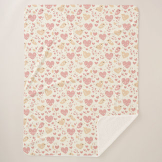 Lovebird & Heart Sherpa Blanket