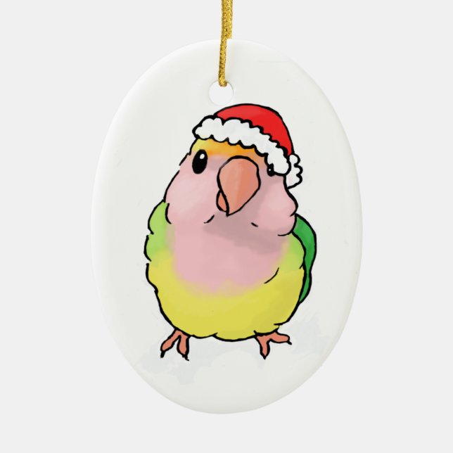 lovebird in a hat ceramic tree decoration (Front)