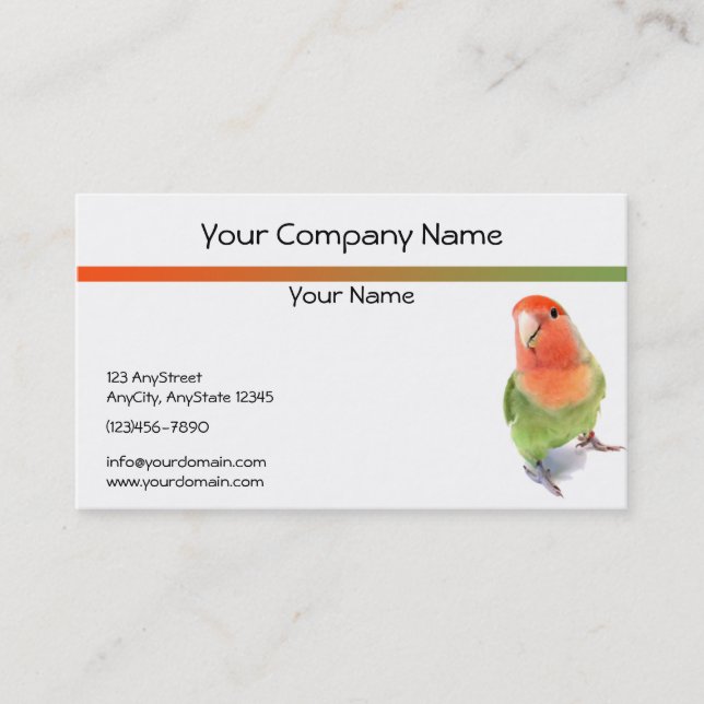 Lovebird on White Background Business Card (Front)