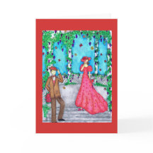 Lovebird Valentine Greeting Card with Man & Woman