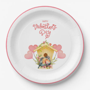 Lovebird Valentine's Day Paper Plate